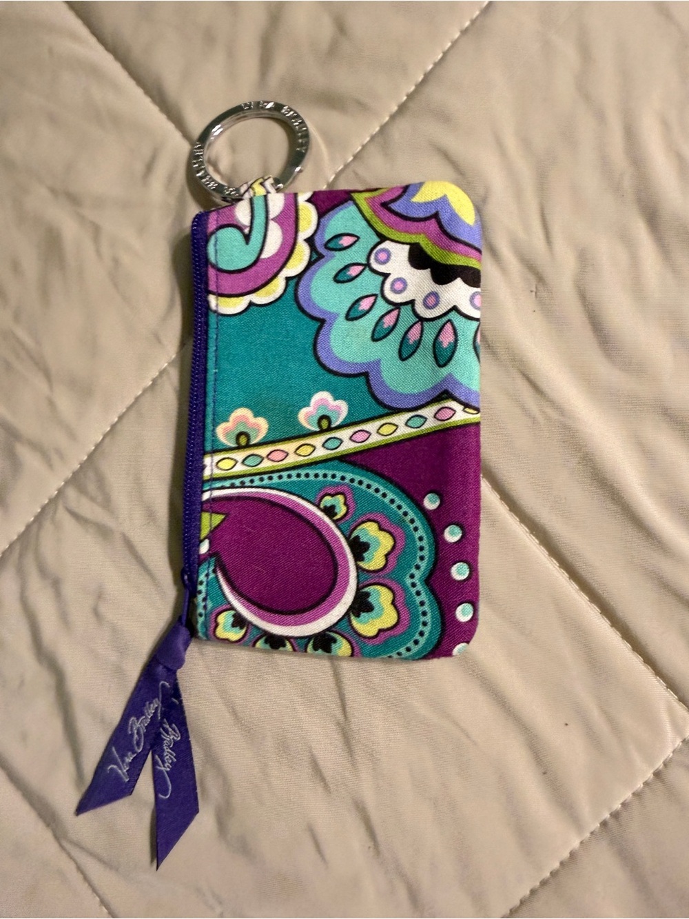 Vera Bradley Purple Teal Paisley Smartphone Keyring Wristlet